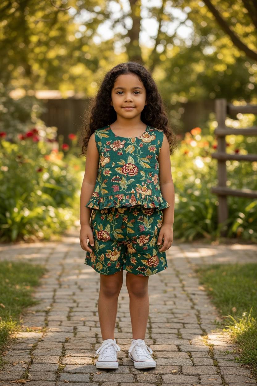 Girls shorts co ord set